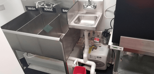 Three Compartment Sink with Handwash Sink