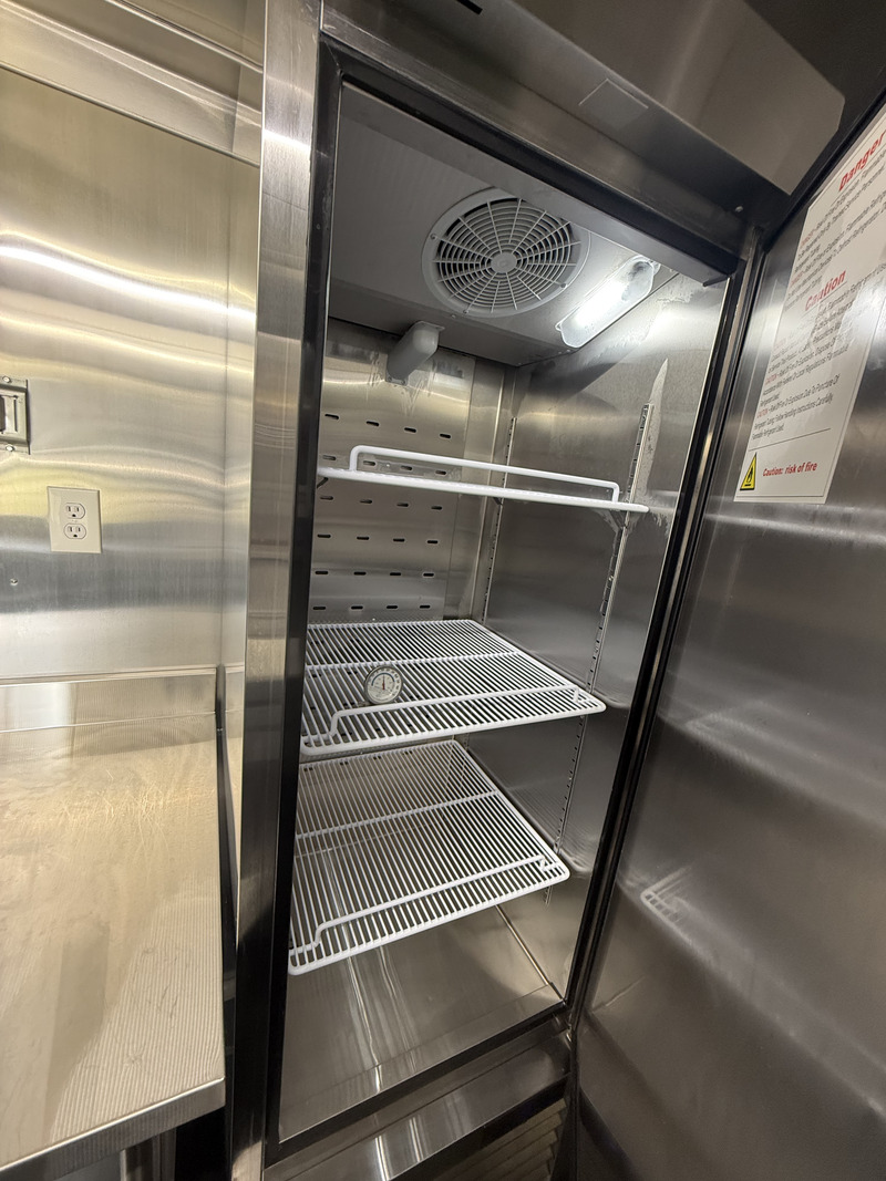 Full size standup freezer and fridge inside food trailer – Atosa commercial units