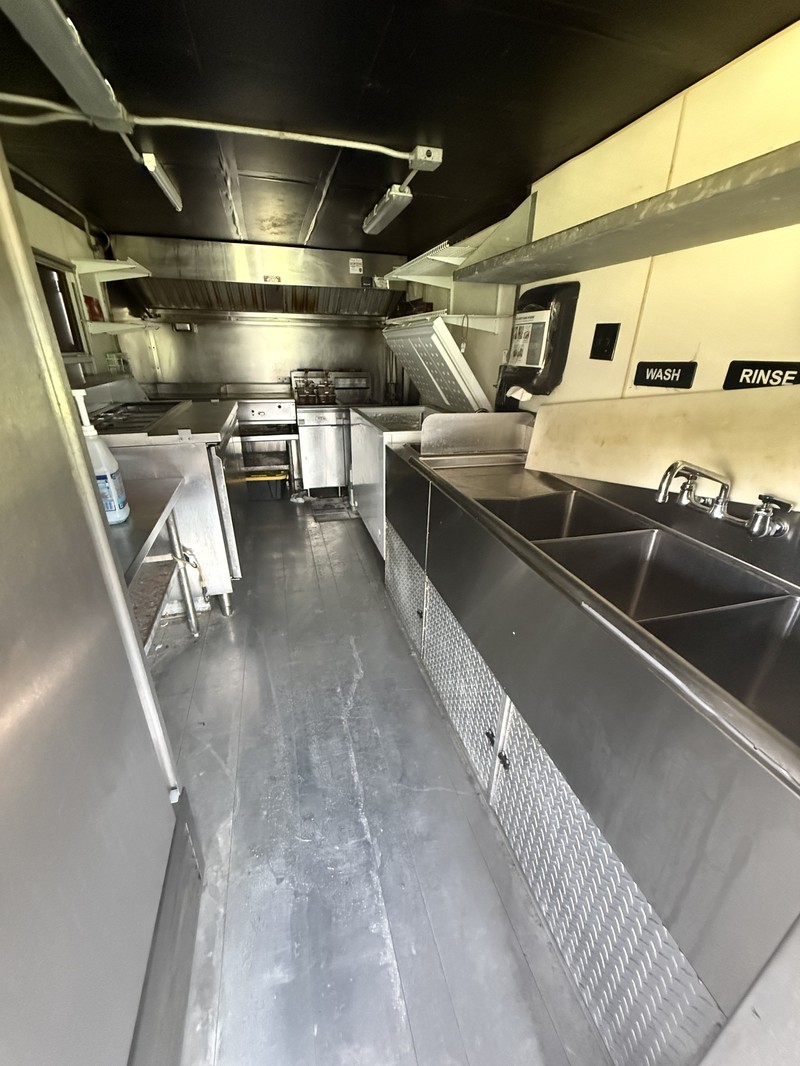 Angle of kitchen from Driver area of food truck Kitchen Area