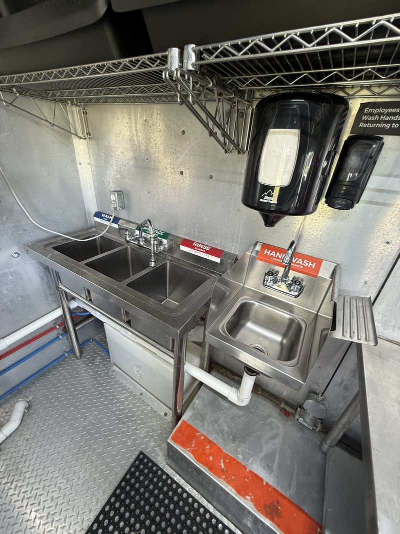 Three compartment sink and hand wash sink