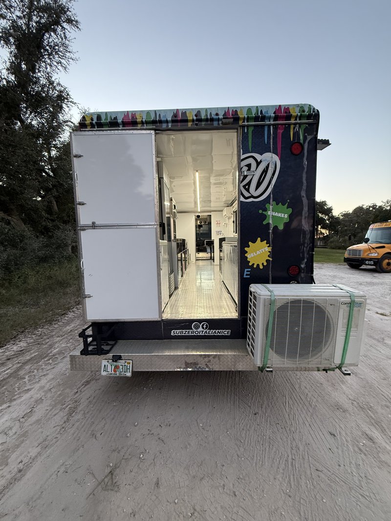 Ice cream truck rear door open showing interior