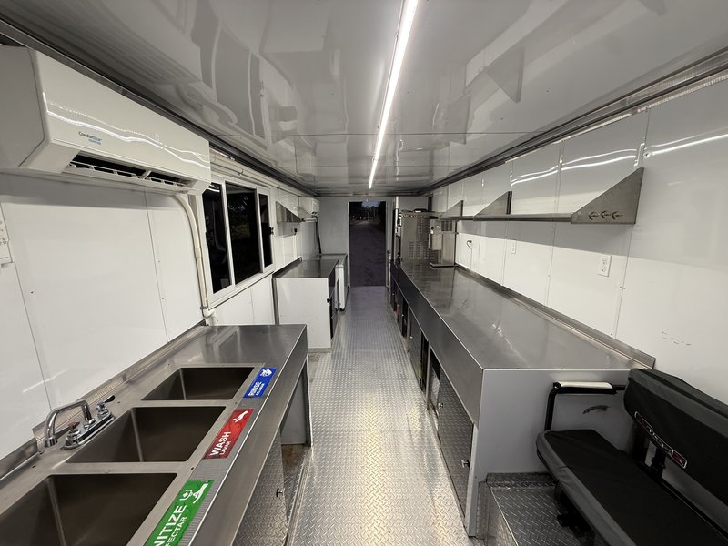 Ice cream truck interior stainless counters and mini split AC