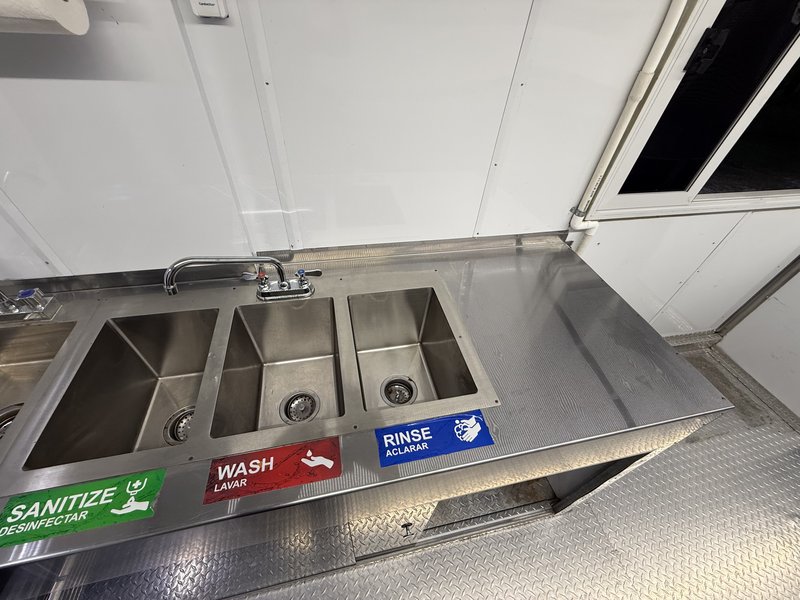 Ice cream truck three compartment sink