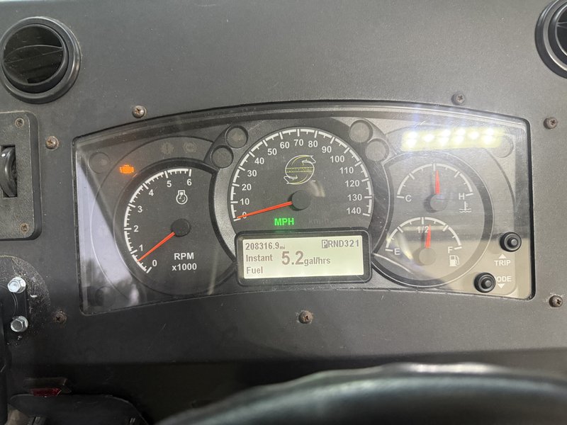 2012 Workhorse dashboard showing 208,316 miles