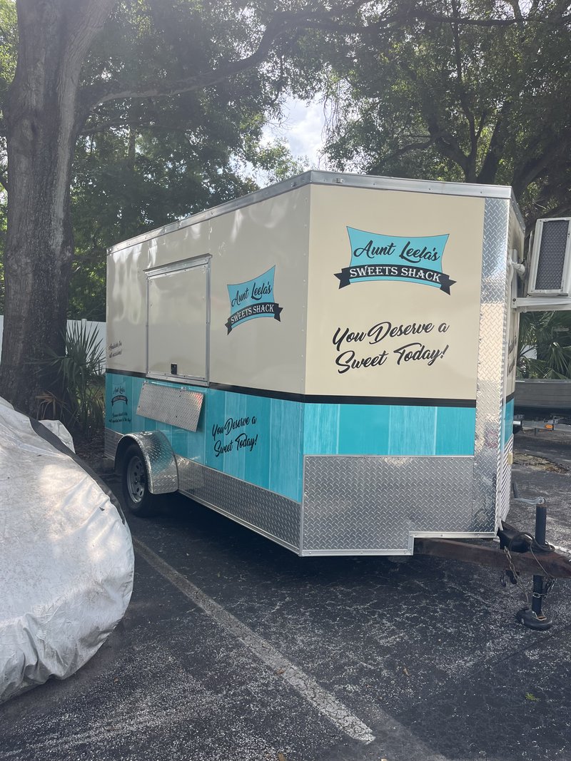 Dessert Trailer For Sale Largo FL | Service Side Service Side Exterior of Dessert Trailer For Sale