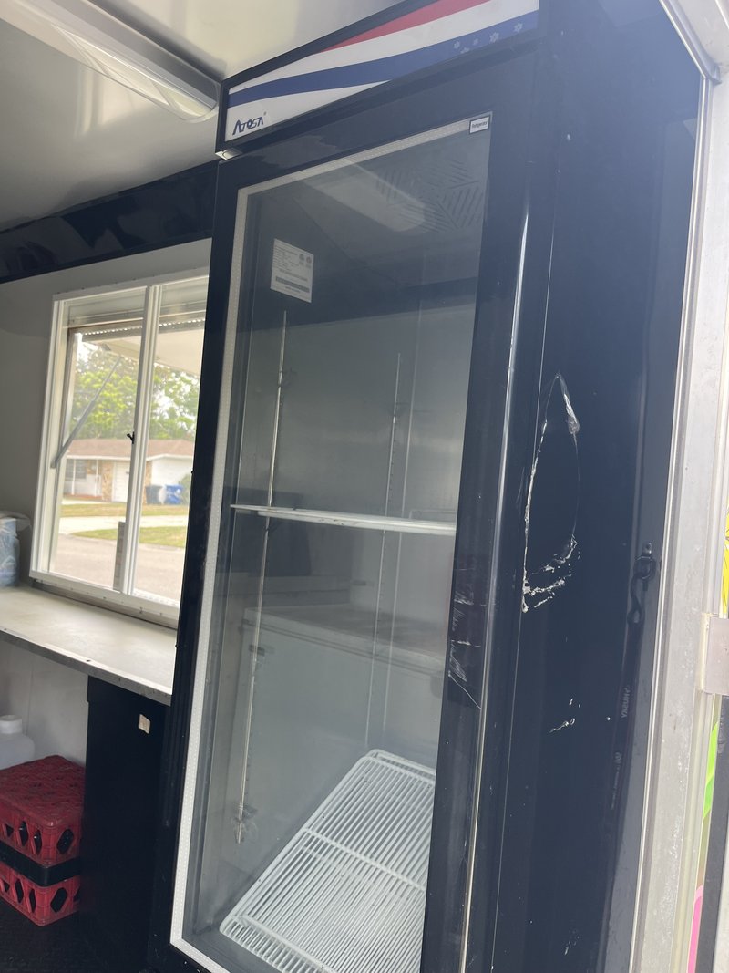 Dessert Trailer For Sale Largo FL | Glass Door Fridge Open Glass Door Fridge Open Inside Dessert Trailer For Sale