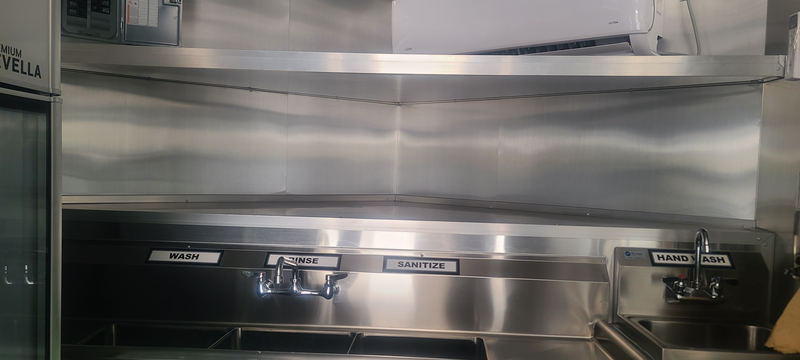 Food Trailer For Sale Sebring FL – Prep Counter and Hood Stainless Prep Counter Under Exhaust Hood Inside Food Trailer For Sale