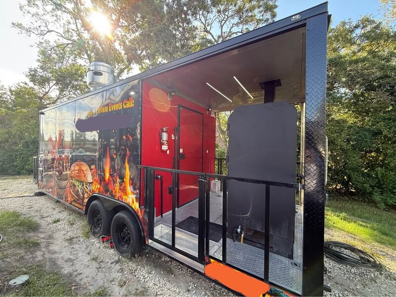 Beck Built Smoker on a Food Trailer in Florida Driver side of BBQ Trailer