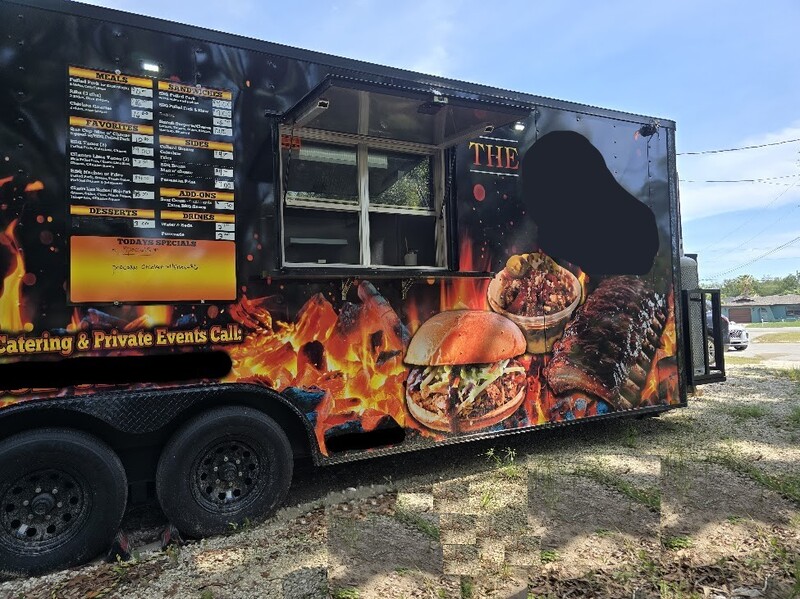 BBQ Trailer with Porch and Exhaust Hood