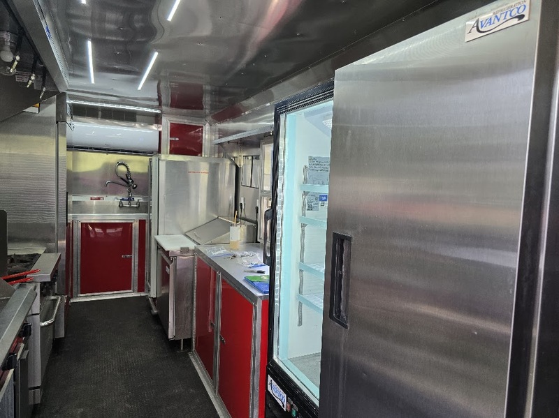 Interior layout and equipment inside the BBQ food trailer for sale