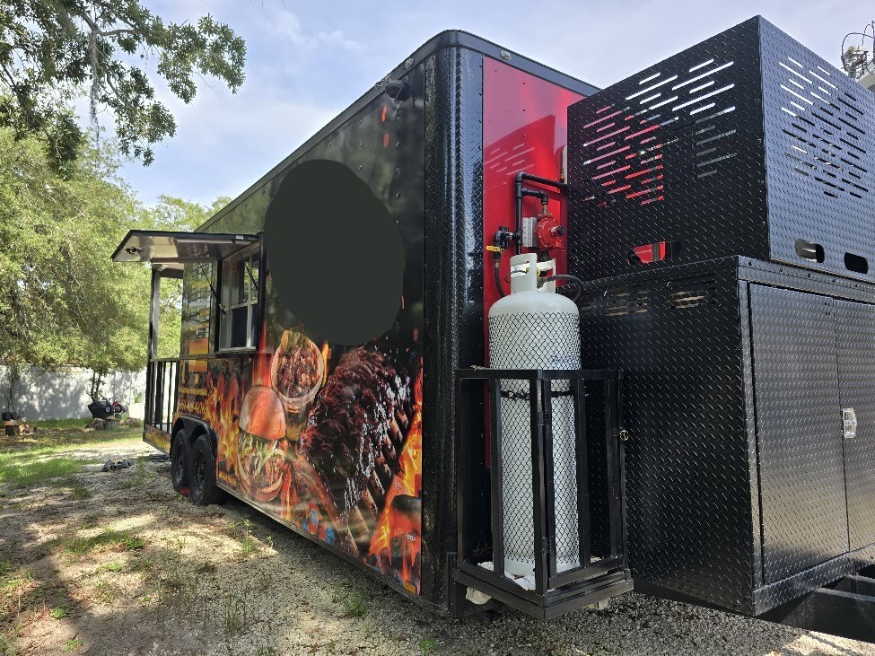 BBQ Trailer with Porch and Hood with Suppression Inside